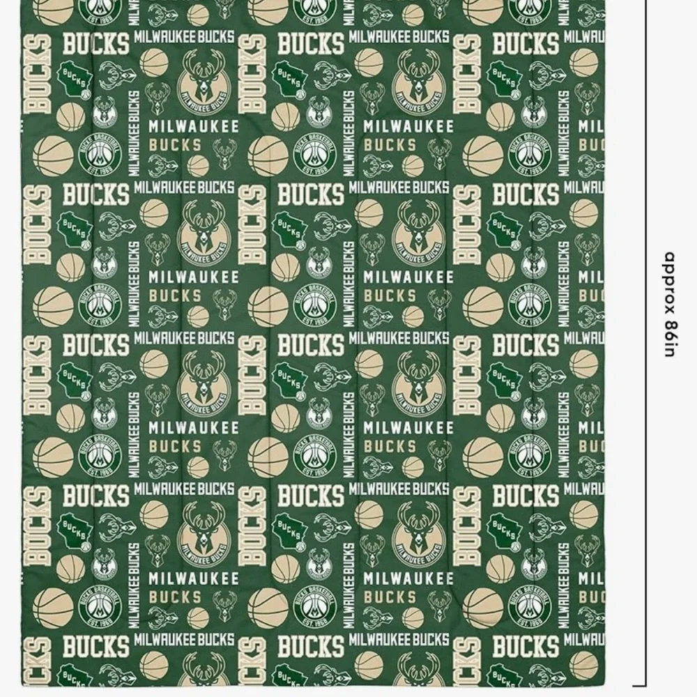 FOCO NBA Team Logo Bed in a Bag Comforter 5-Piece Set - Milwaukee Bucks